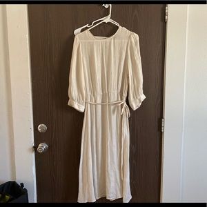 Cream Floral Midi Dress
